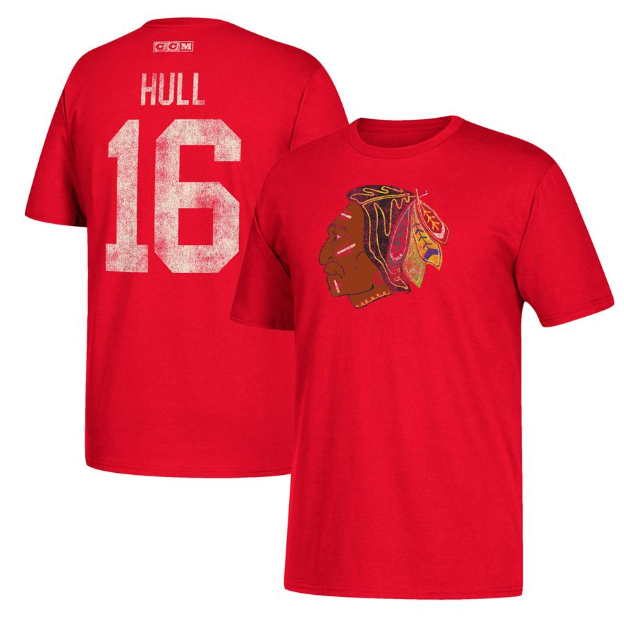 #16 Bobby Hull Chicago Blackhawks CCM Retired Player Name & Number T-Shirt - Red