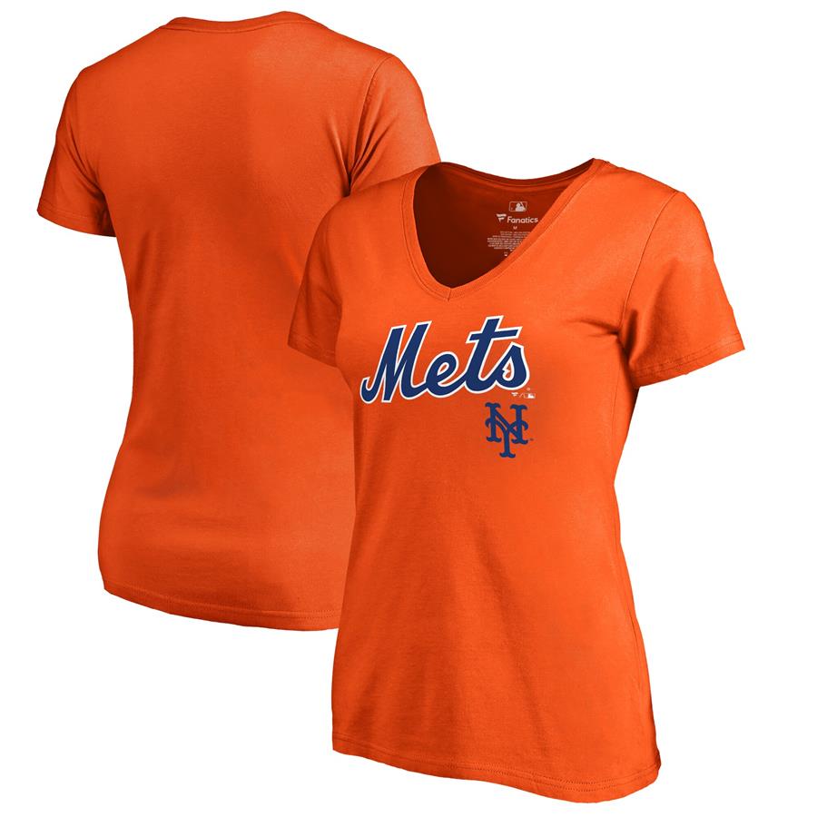 New York Mets Fanatics Branded Women's Team Lockup T-Shirt - Orange