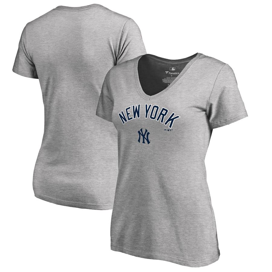 Женская футболка New York Yankees Fanatics Branded Team Lockup (светло-серый)