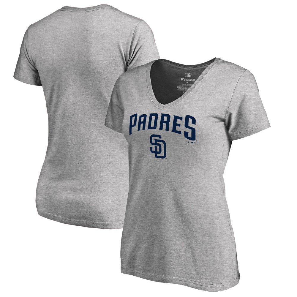 San Diego Padres Fanatics Branded Women's Team Lockup T-Shirt - Ash