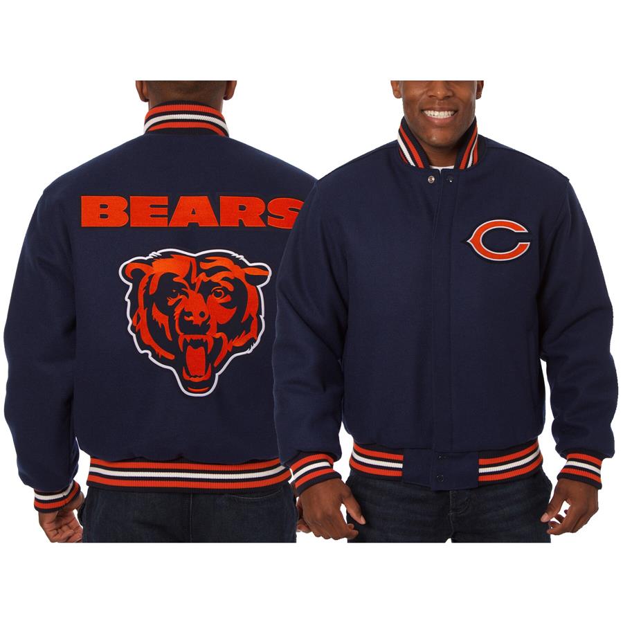 Chicago Bears JH Design Embroidered Wool Jacket - Navy