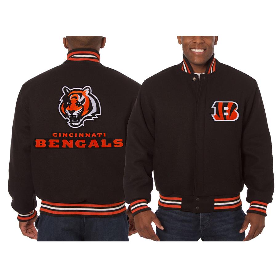 Cincinnati Bengals JH Design Embroidered Wool Jacket - Black