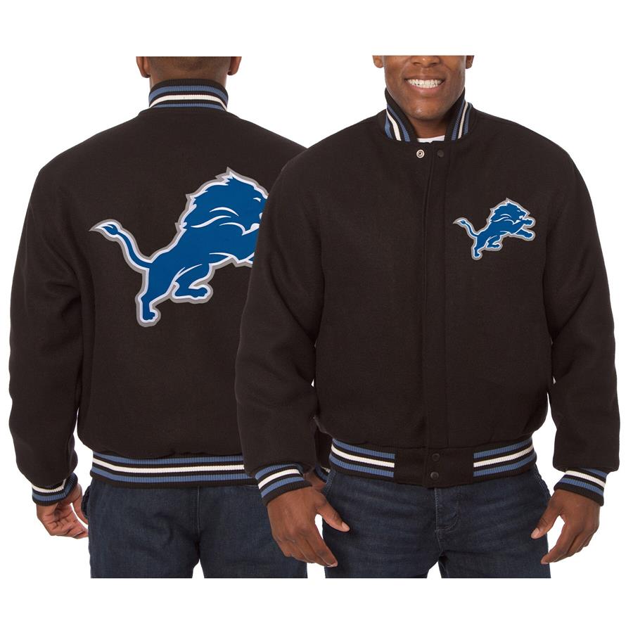 Detroit Lions JH Design Embroidered Wool Jacket - Black