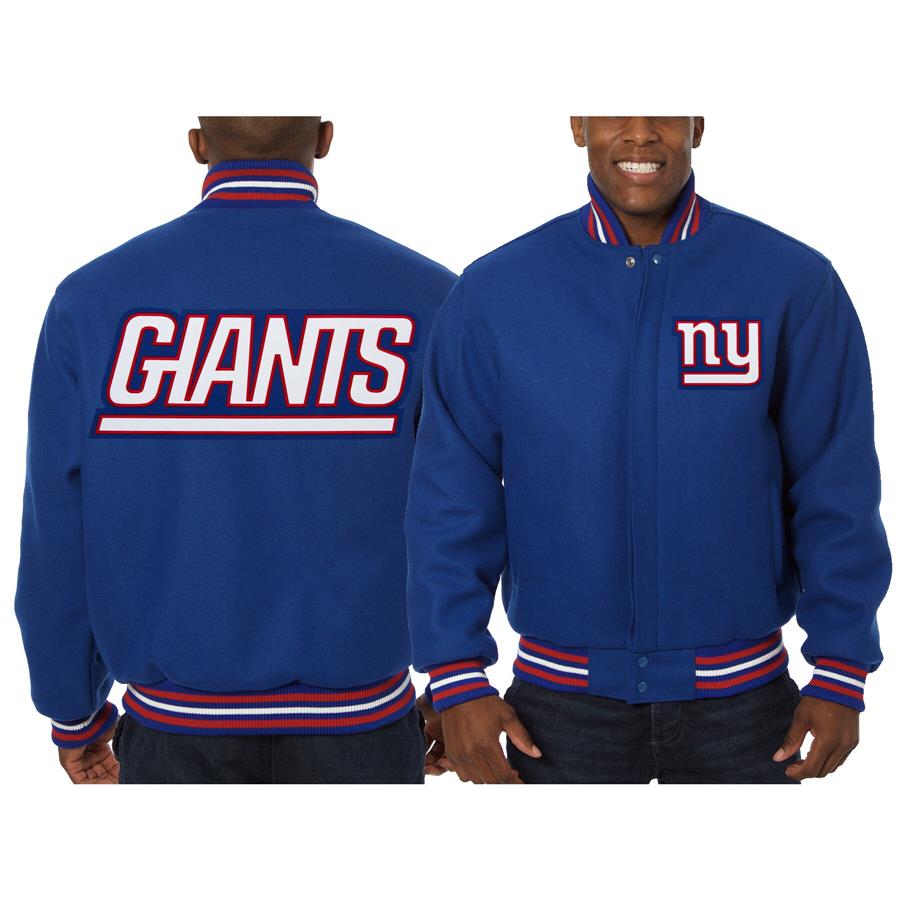 New York Giants JH Design Embroidered Wool Jacket - Royal