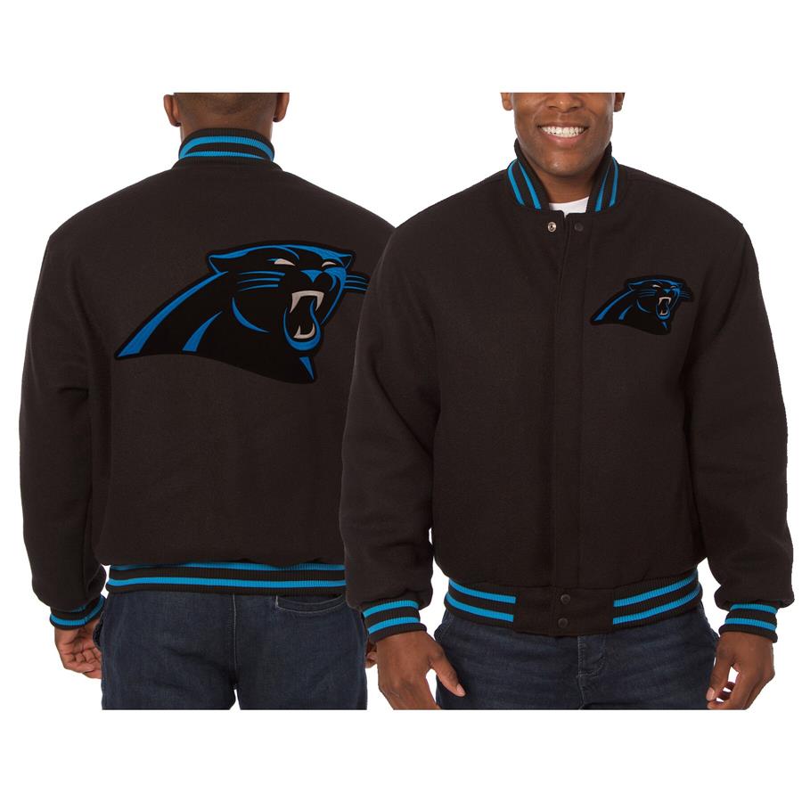 Carolina Panthers JH Design Embroidered Wool Jacket - Black