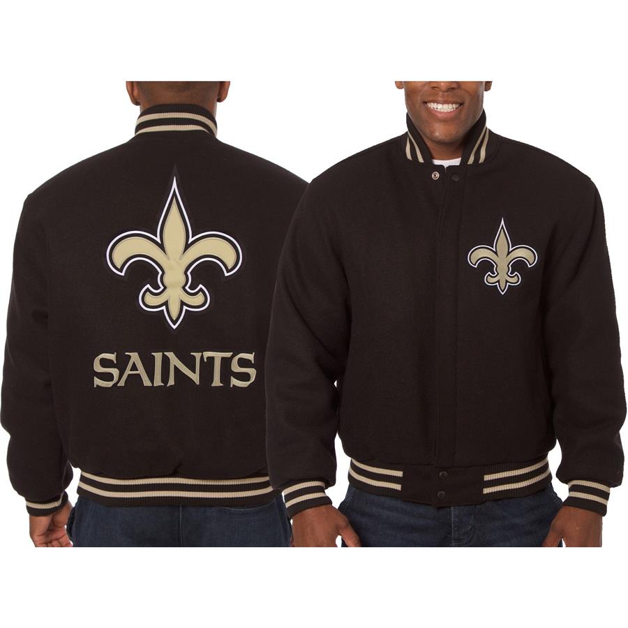 New Orleans Saints JH Design Embroidered Wool Jacket - Black