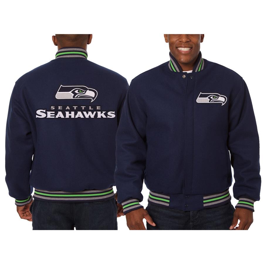 Seattle Seahawks JH Design Embroidered Wool Jacket - College Navy