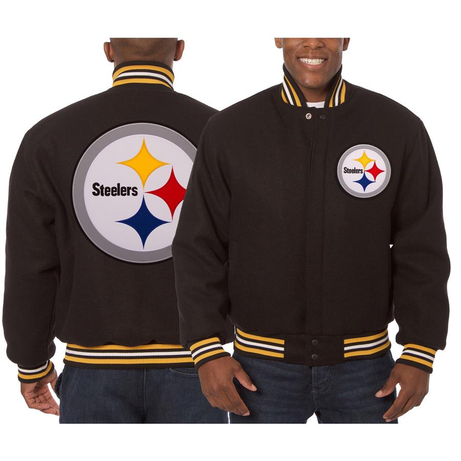 Pittsburgh Steelers JH Design Embroidered Wool Jacket - Black