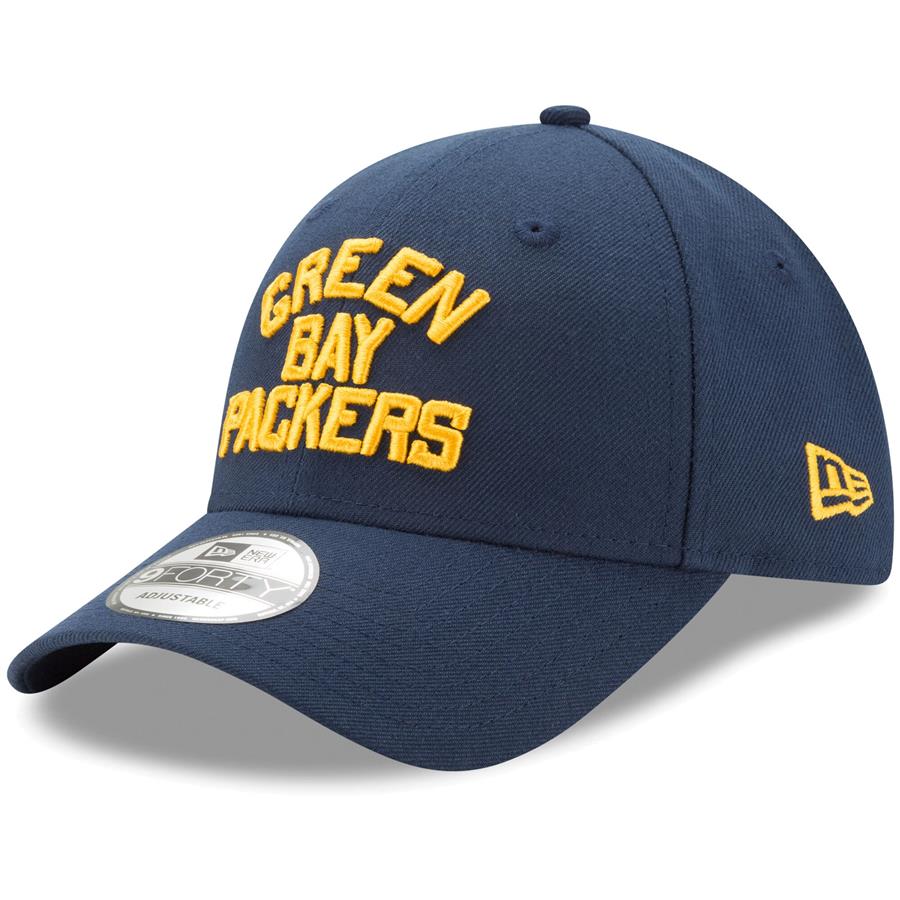 Green Bay Packers New Era The League Throwback 9FORTY Adjustable Hat - Navy