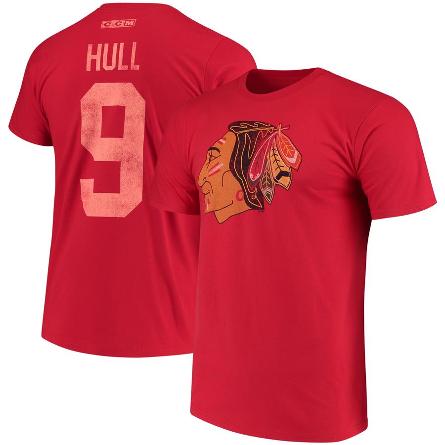 #9 Bobby Hull Chicago Blackhawks CCM Retired Player Name & Number T-Shirt - Red