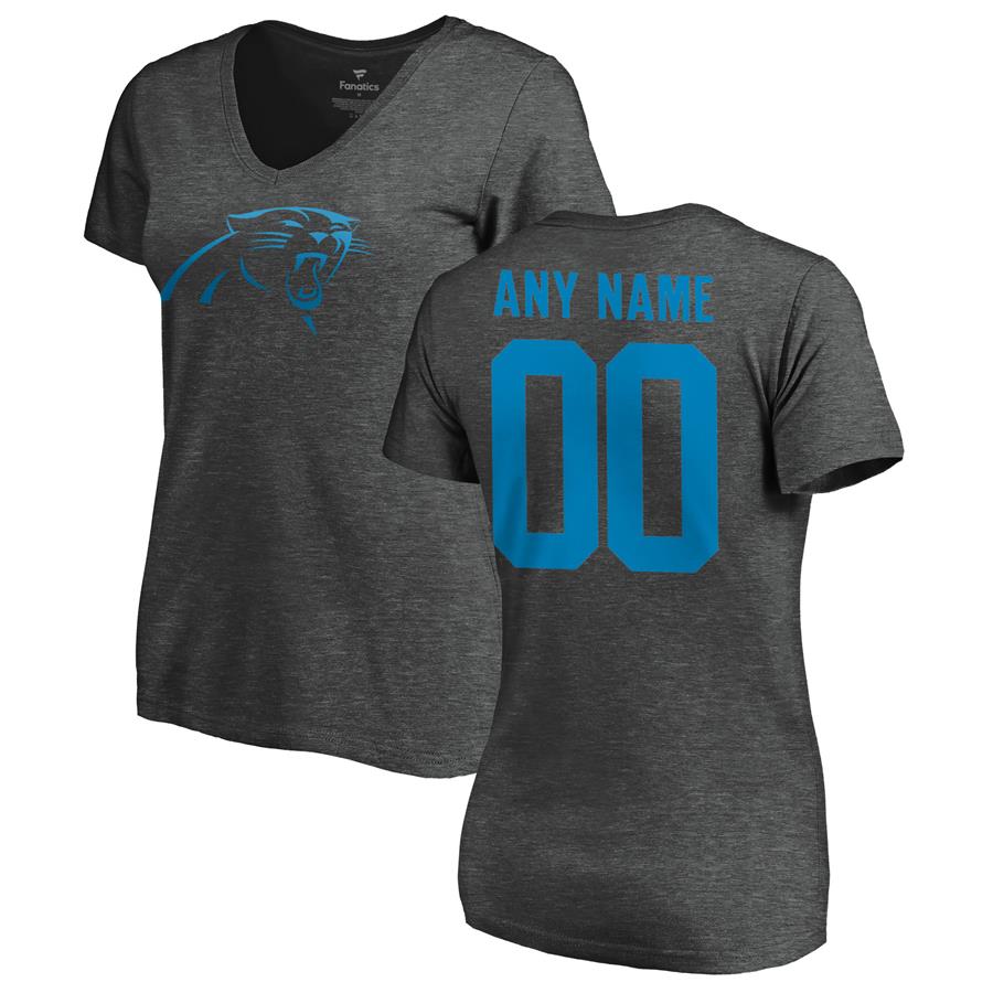 Carolina Panthers NFL Pro Line by Fanatics Branded Women's Personalized One Color T-Shirt - Ash