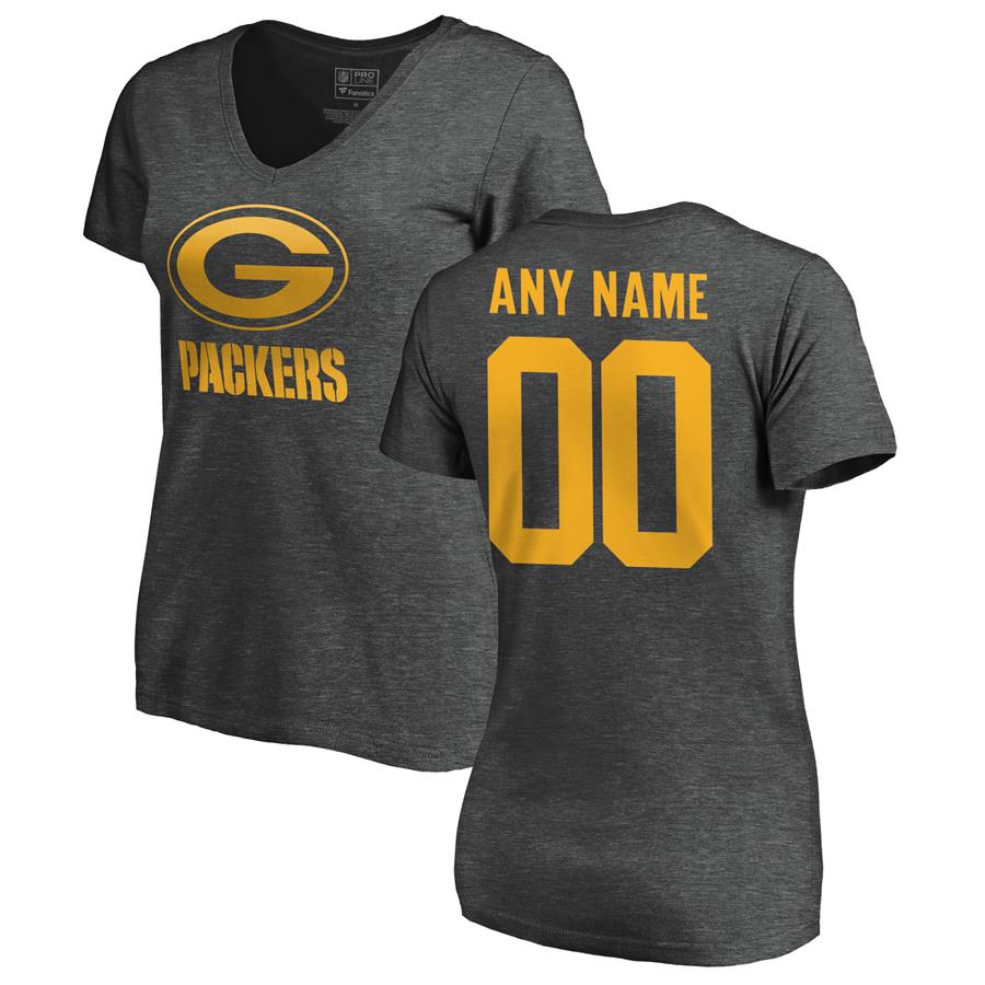 Green Bay Packers NFL Pro Line by Fanatics Branded Women's Personalized One Color T-Shirt - Ash