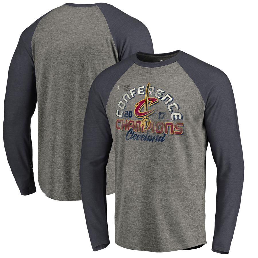 Cleveland Cavaliers Fanatics Branded 2017 Eastern Conference Champions Fadeaway Tri-Blend Long Sleeve Raglan T-Shirt - Heathered Gray