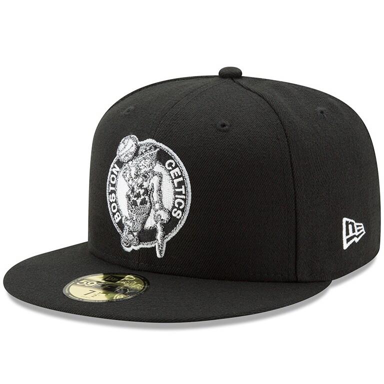 Boston Celtics New Era Black & White Logo 59FIFTY Fitted Hat - Black