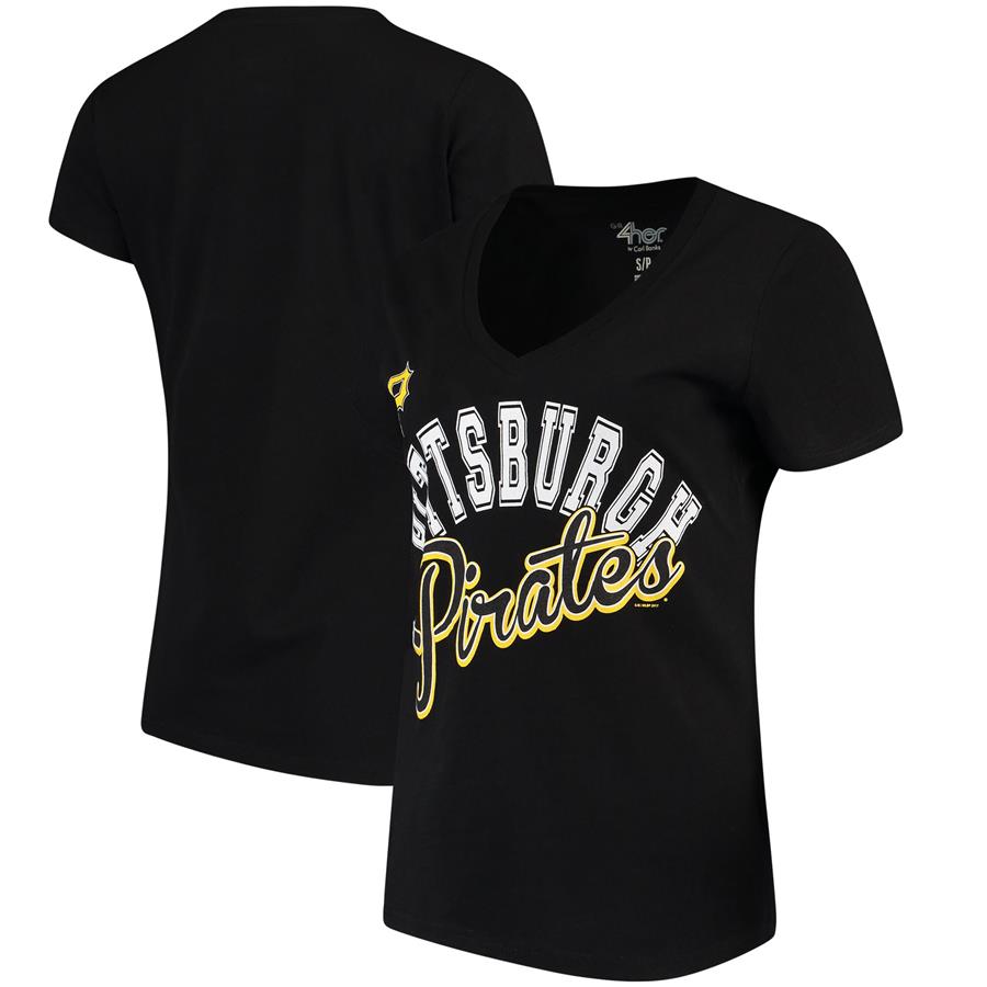 Pittsburgh Pirates G-III 4Her by Carl Banks Women's Fair Catch V-Neck T-Shirt - Black
