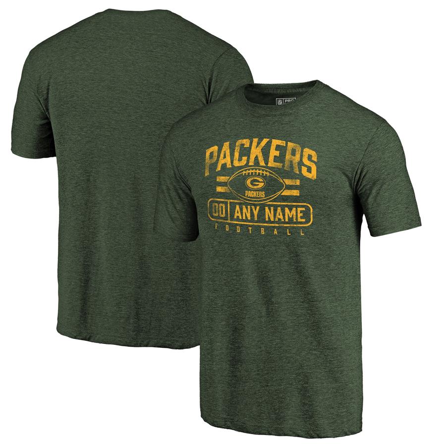 Green Bay Packers NFL Pro Line by Fanatics Branded Personalized Flanker Tri-Blend T-Shirt - Green