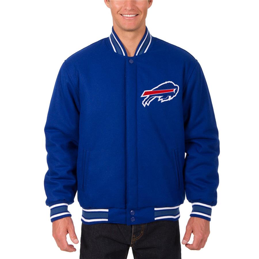 Buffalo Bills JH Design Wool Reversible Jacket with Embroidered Logos - Royal