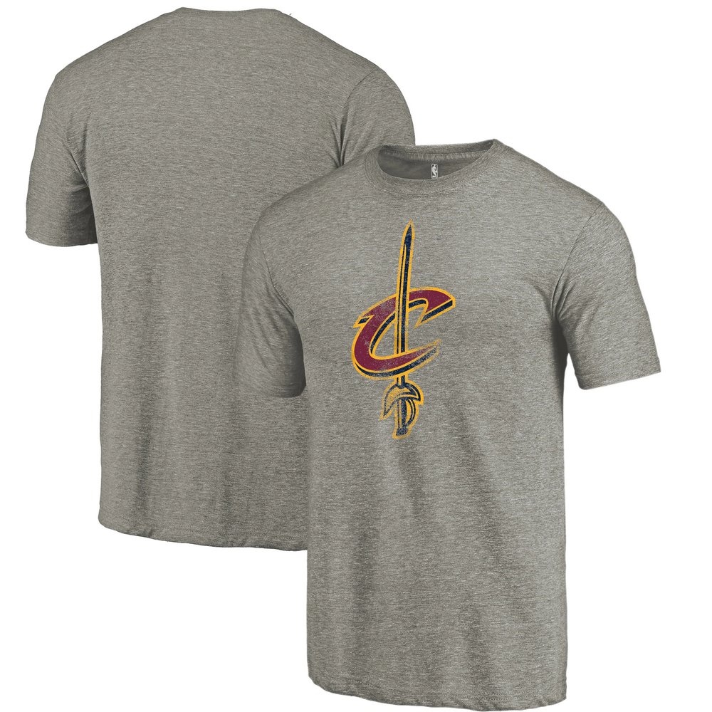 Cleveland Cavaliers Fanatics Branded Distressed Team Logo Tri-Blend T-Shirt - Heather Gray