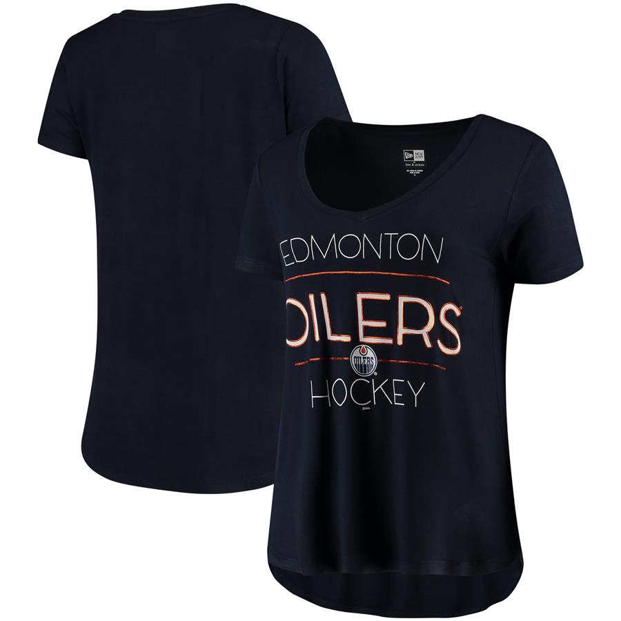 Edmonton Oilers 5th & Ocean by New Era Women's Jersey V-Neck T-Shirt - Navy