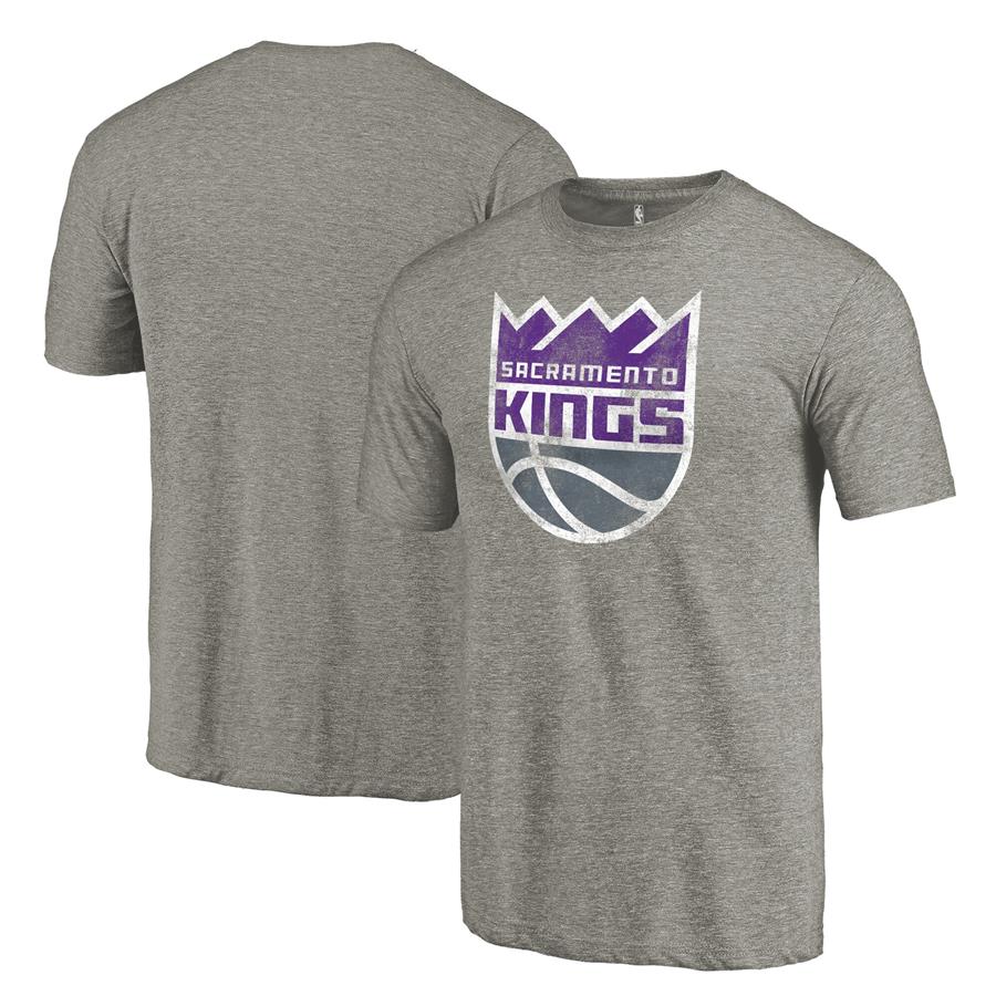 Футболка Sacramento Kings Fanatics Branded Distressed Team Logo Tri-Blend (серый меланж)