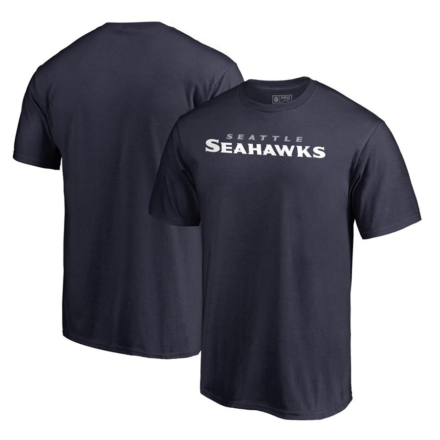 Seattle Seahawks NFL Pro Line by Fanatics Branded Wordmark T-Shirt - College Navy