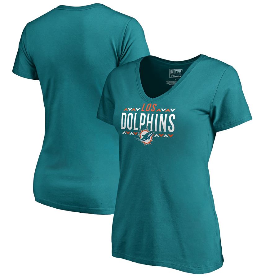 Miami Dolphins NFL Pro Line by Fanatics Branded Women's Arriba V-Neck T-Shirt - Aqua