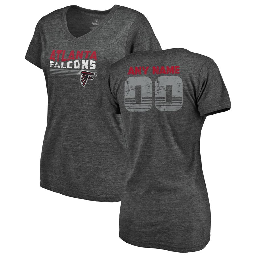 Atlanta Falcons NFL Pro Line by Fanatics Branded Women's Personalized Retro Tri-Blend V-Neck T-Shirt - Black