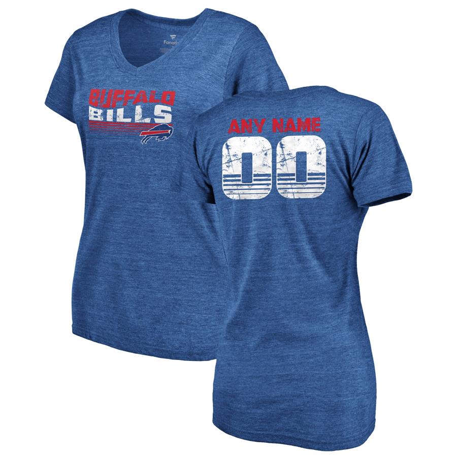 Buffalo Bills NFL Pro Line by Fanatics Branded Women's Personalized Retro Tri-Blend V-Neck T-Shirt - Royal