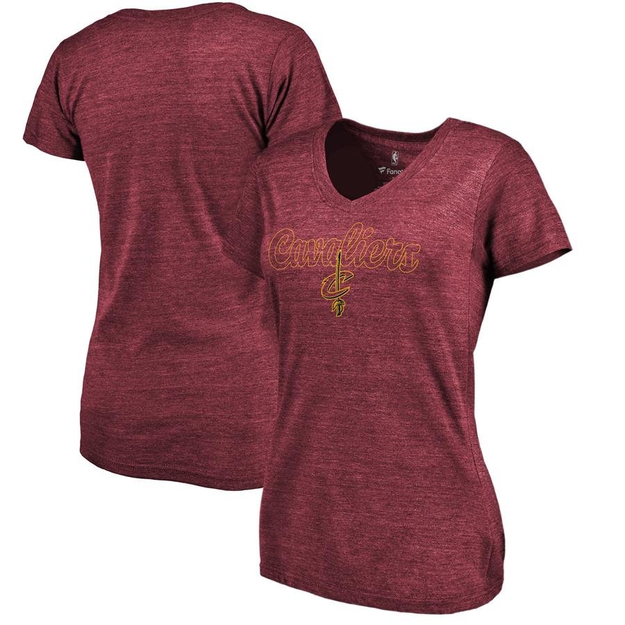 Cleveland Cavaliers Fanatics Branded Women's Freehand Tri-Blend V-Neck T-Shirt - Wine