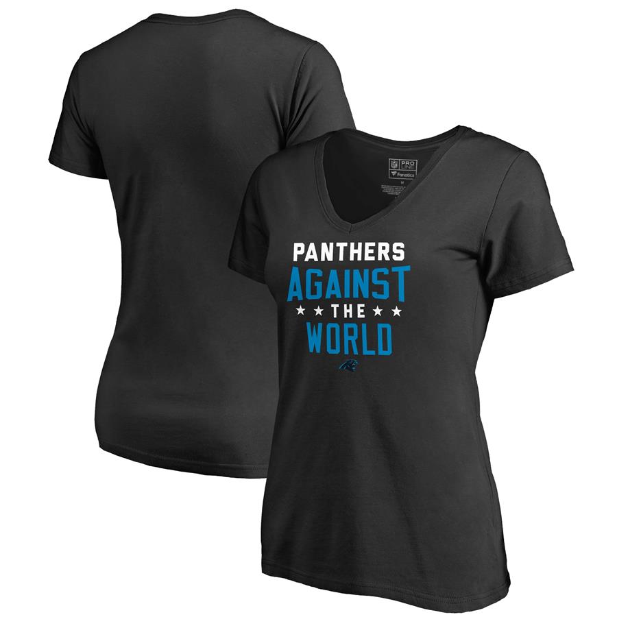 Carolina Panthers NFL Pro Line by Fanatics Branded Women's Against The World V-Neck T-Shirt - Black