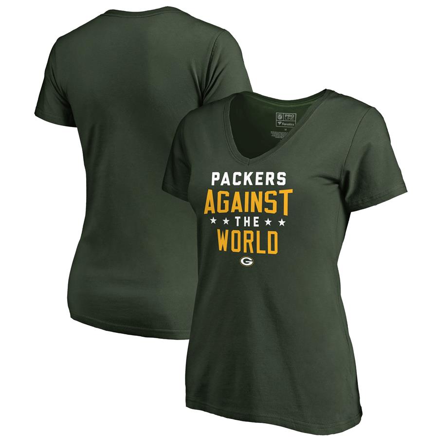 Green Bay Packers NFL Pro Line by Fanatics Branded Women's Against The World V-Neck T-Shirt - Green