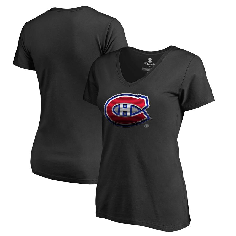 Женская футболка с V-вырезом Montreal Canadiens Fanatics Branded Midnight Mascot (чёрный)