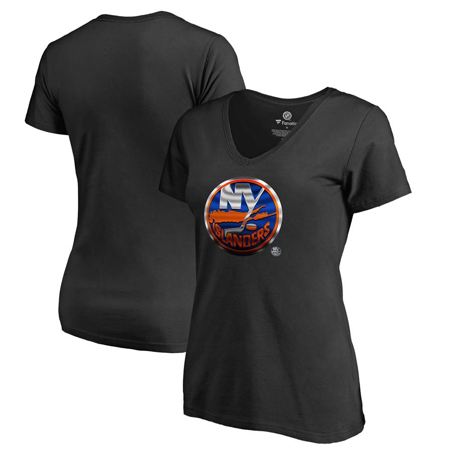 New York Islanders Fanatics Branded Women's Midnight Mascot V-Neck T-Shirt - Black
