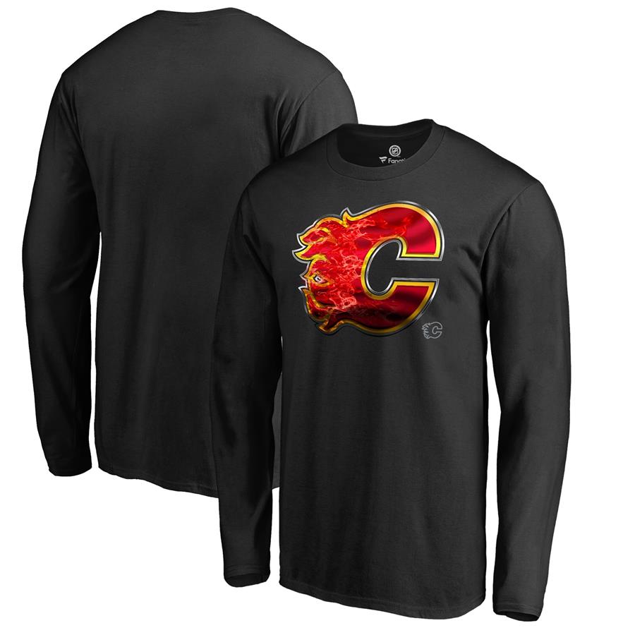 Calgary Flames Fanatics Branded Midnight Mascot Long Sleeve T-Shirt - Black