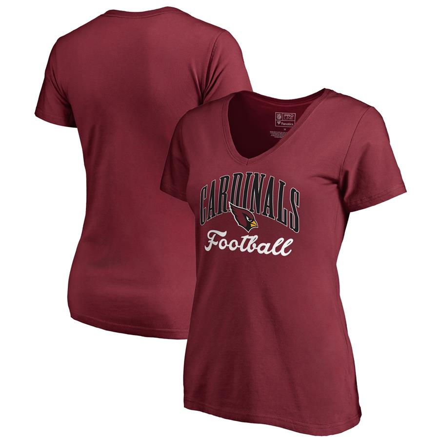 Arizona Cardinals NFL Pro Line by Fanatics Branded Women's Victory Script V-Neck T-Shirt - Cardinal