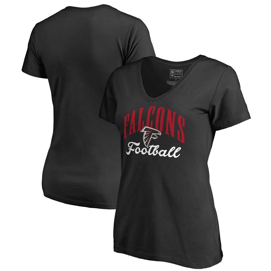 Atlanta Falcons NFL Pro Line by Fanatics Branded Women's Victory Script V-Neck T-Shirt -Black