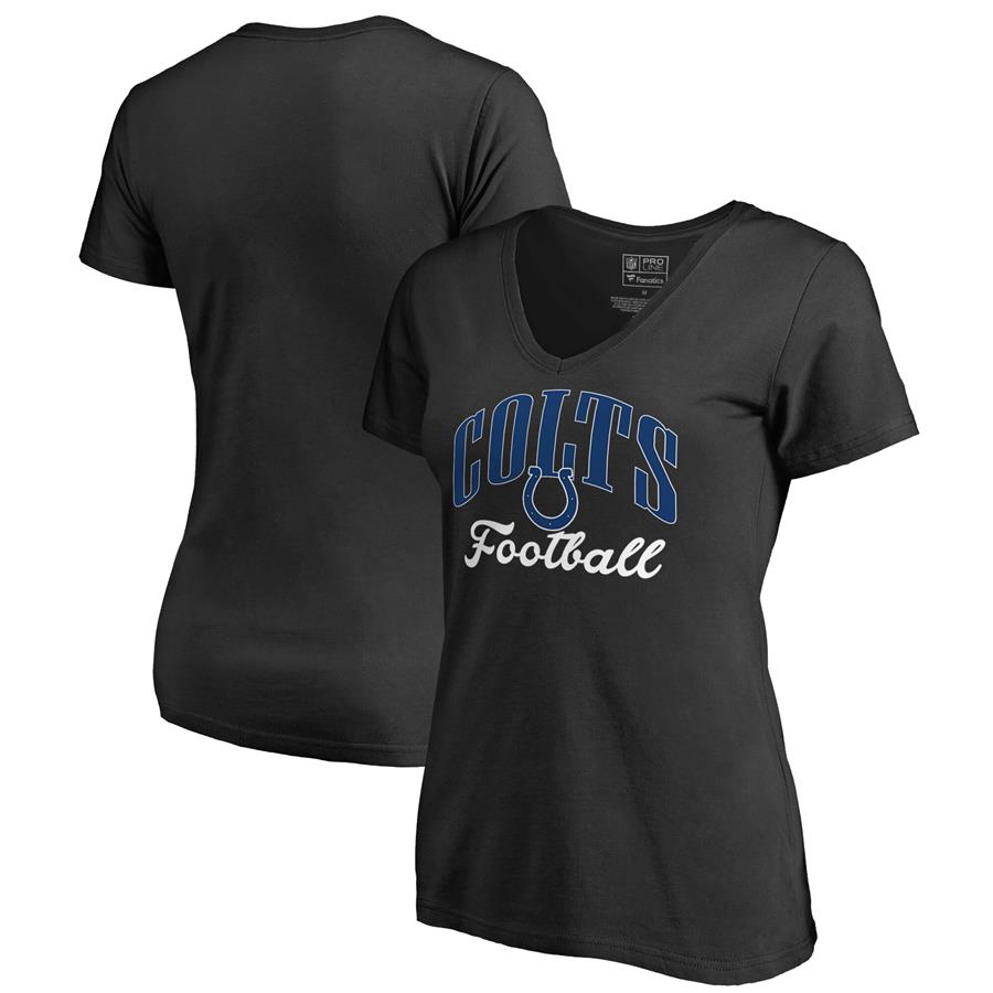 Indianapolis Colts NFL Pro Line by Fanatics Branded Women's Victory Script V-Neck T-Shirt -Black