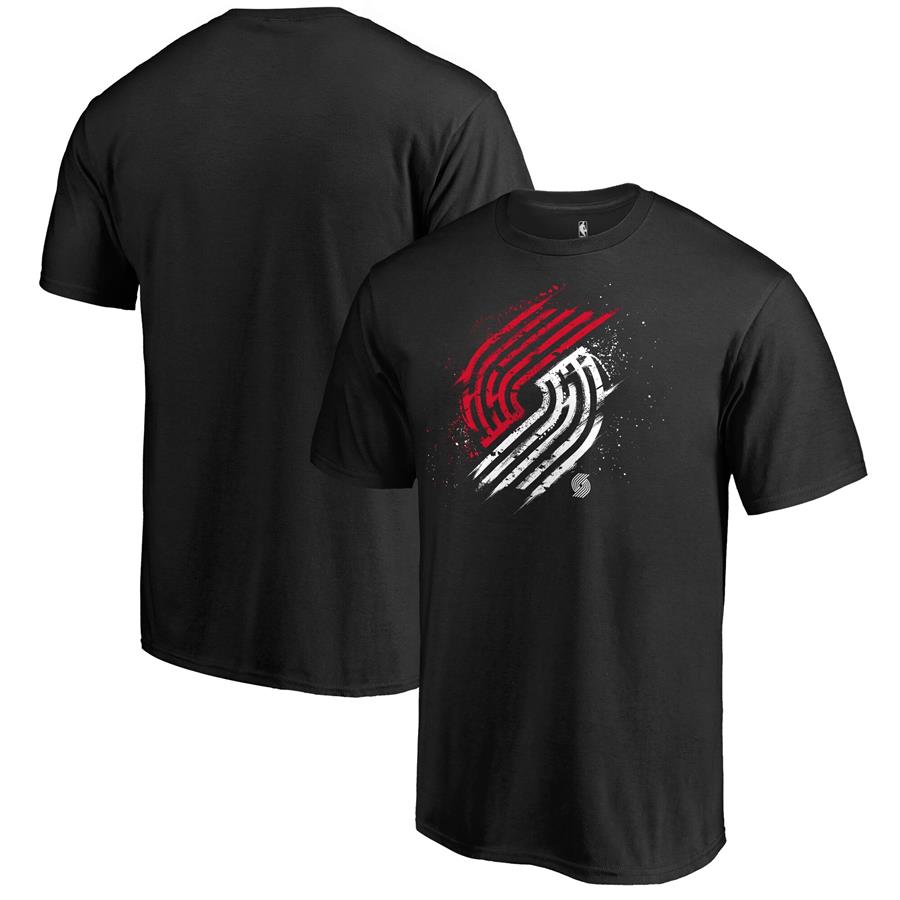 Portland Trail Blazers Fanatics Branded Splatter Logo T-Shirt - Black