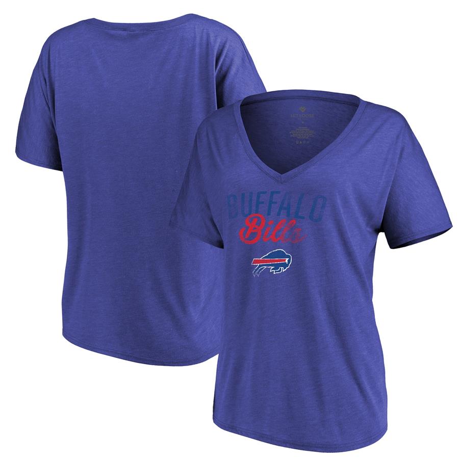 Buffalo Bills Let Loose by RNL Women's Endless V-Neck T-Shirt - Heathered Royal