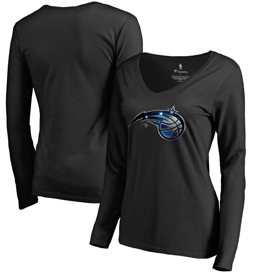 Orlando Magic Fanatics Branded Women's Midnight Mascot Long Sleeve V-Neck T-Shirt - Black