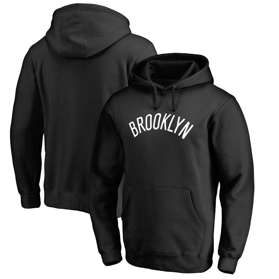 Brooklyn Nets Fanatics Branded Wordmark Pullover Hoodie - Black