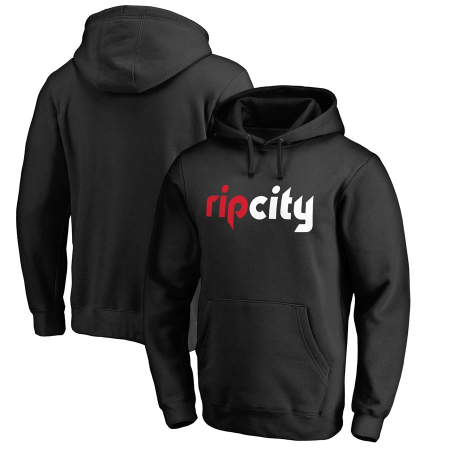 Portland Trail Blazers Fanatics Branded Wordmark Pullover Hoodie - Black