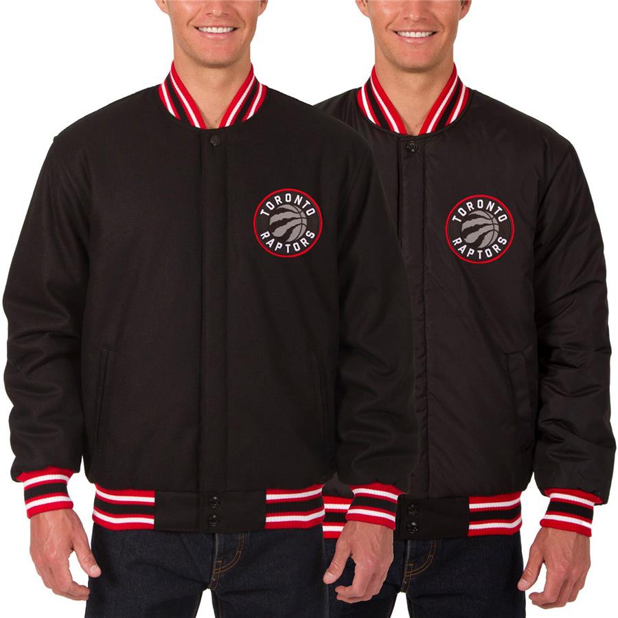 Toronto Raptors JH Design Contrast Trim Reversible Wool Logo Jacket - Black