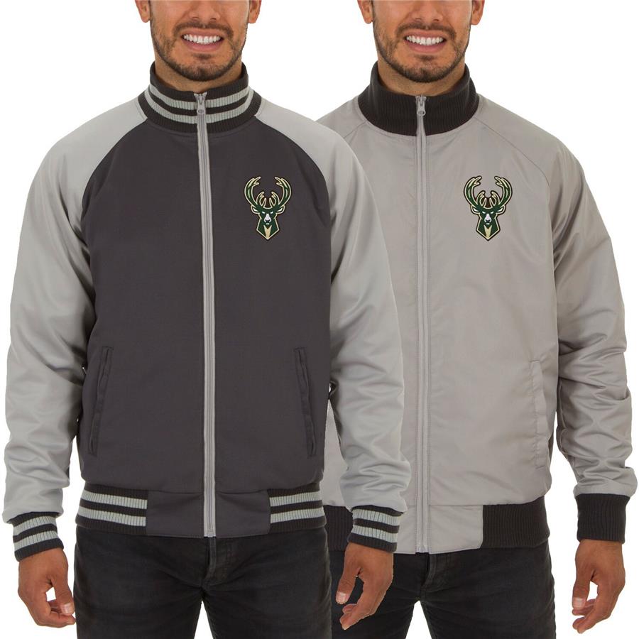 Milwaukee Bucks JH Design Reversible Track Jacket - Gray