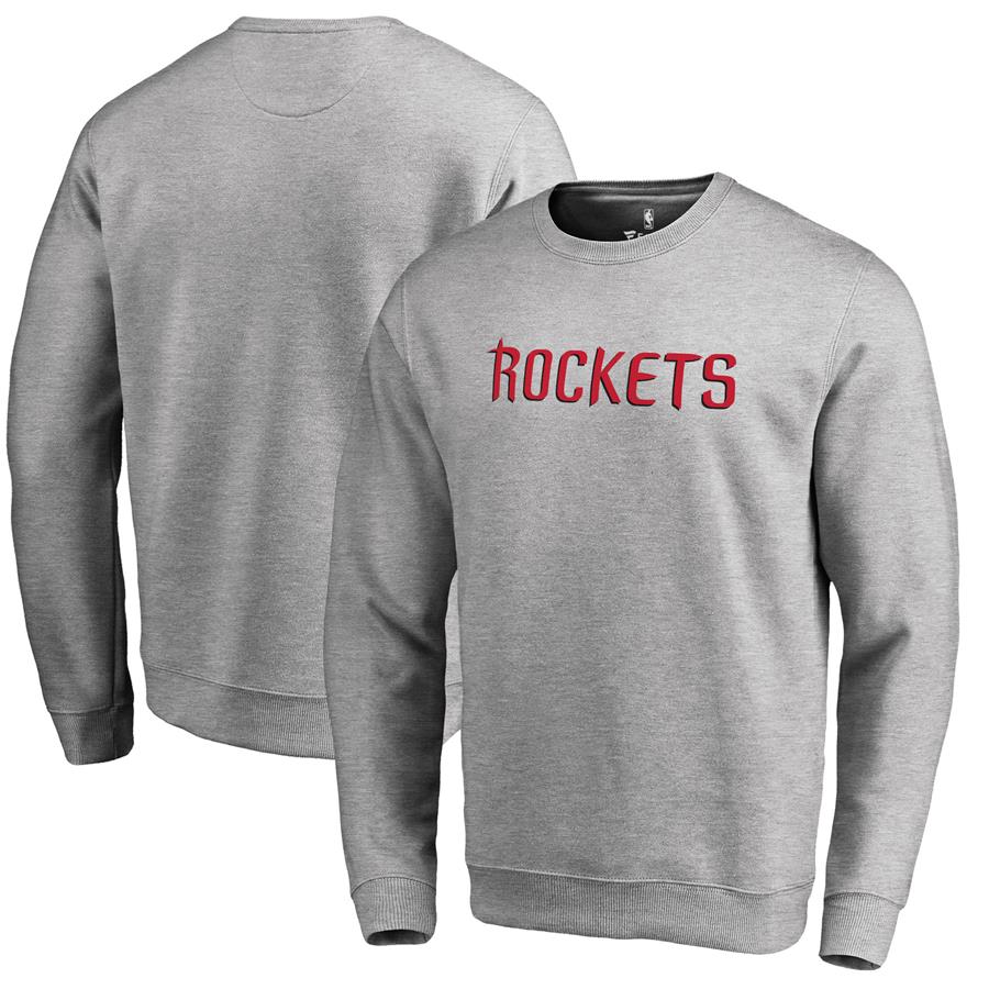 Houston Rockets Fanatics Branded Wordmark Pullover Sweatshirt - Heathered Gray