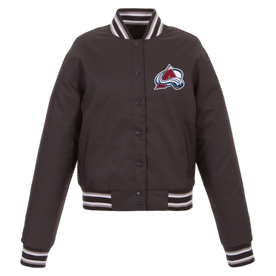 Colorado Avalanche JH Design Women's Front Hit Poly Twill Jacket - Charcoal