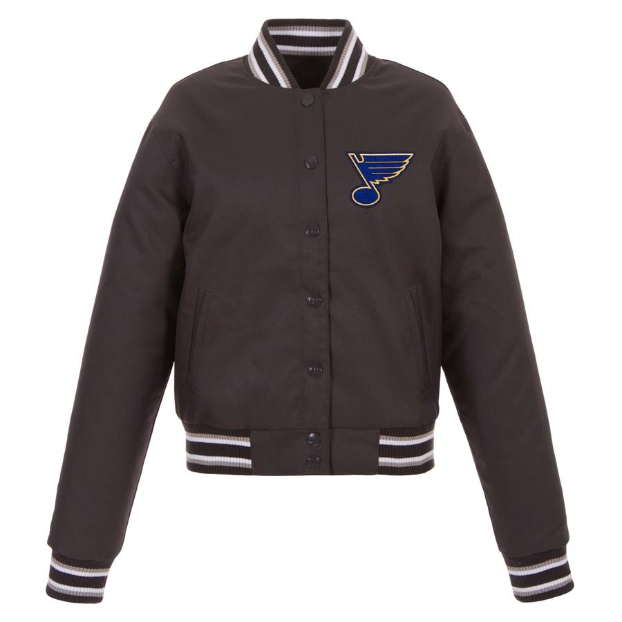 St. Louis Blues JH Design Women's Front Hit Poly Twill Jacket - Charcoal