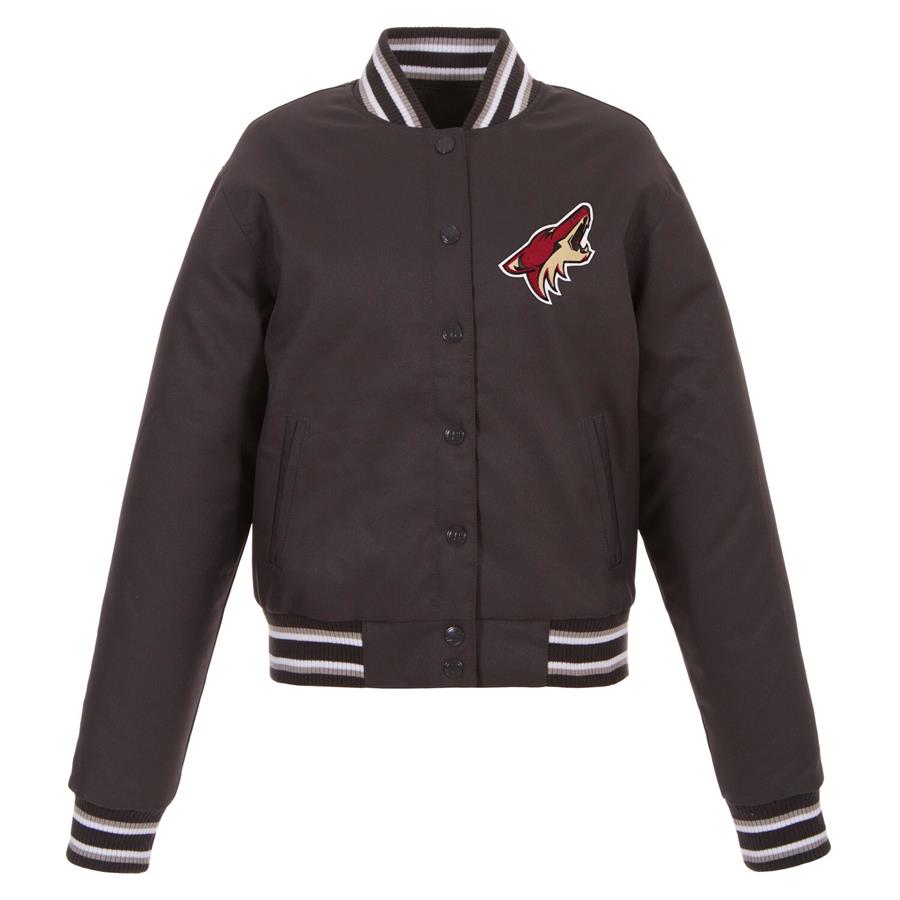 Arizona Coyotes JH Design Women's Front Hit Poly Twill Jacket - Charcoal