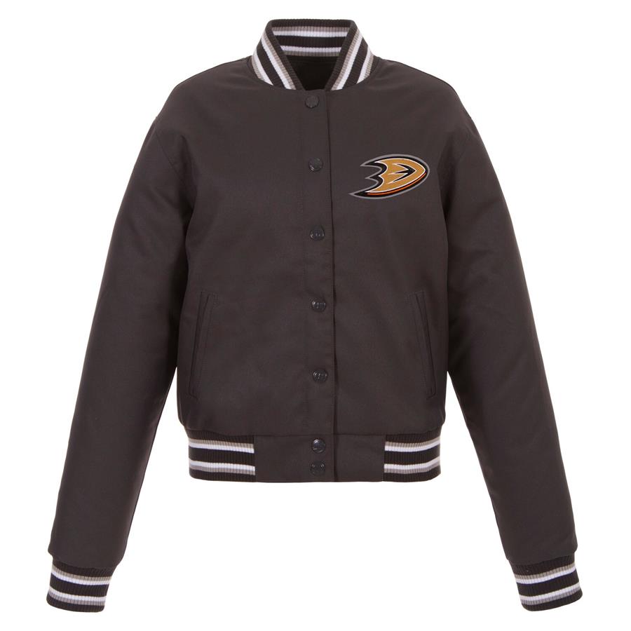 Anaheim Ducks JH Design Women's Front Hit Poly Twill Jacket - Charcoal