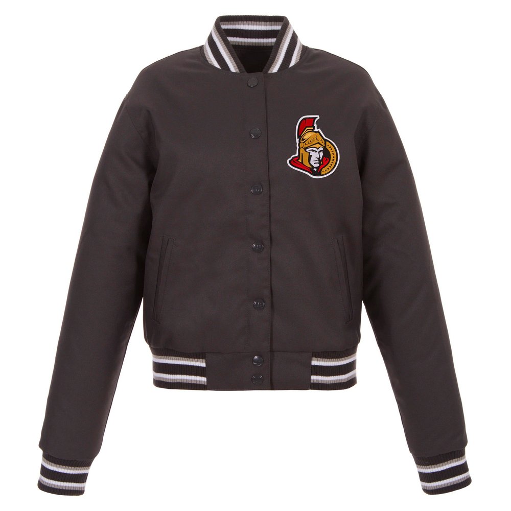 Ottawa Senators JH Design Women's Front Hit Poly Twill Jacket - Charcoal